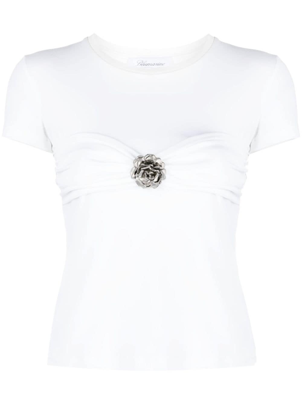 rose-brooch cotton T-shirt - 1