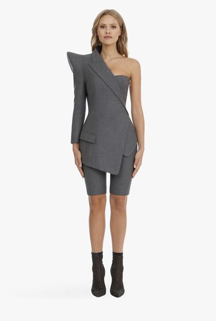 Gray wool asymmetrical blazer - 4