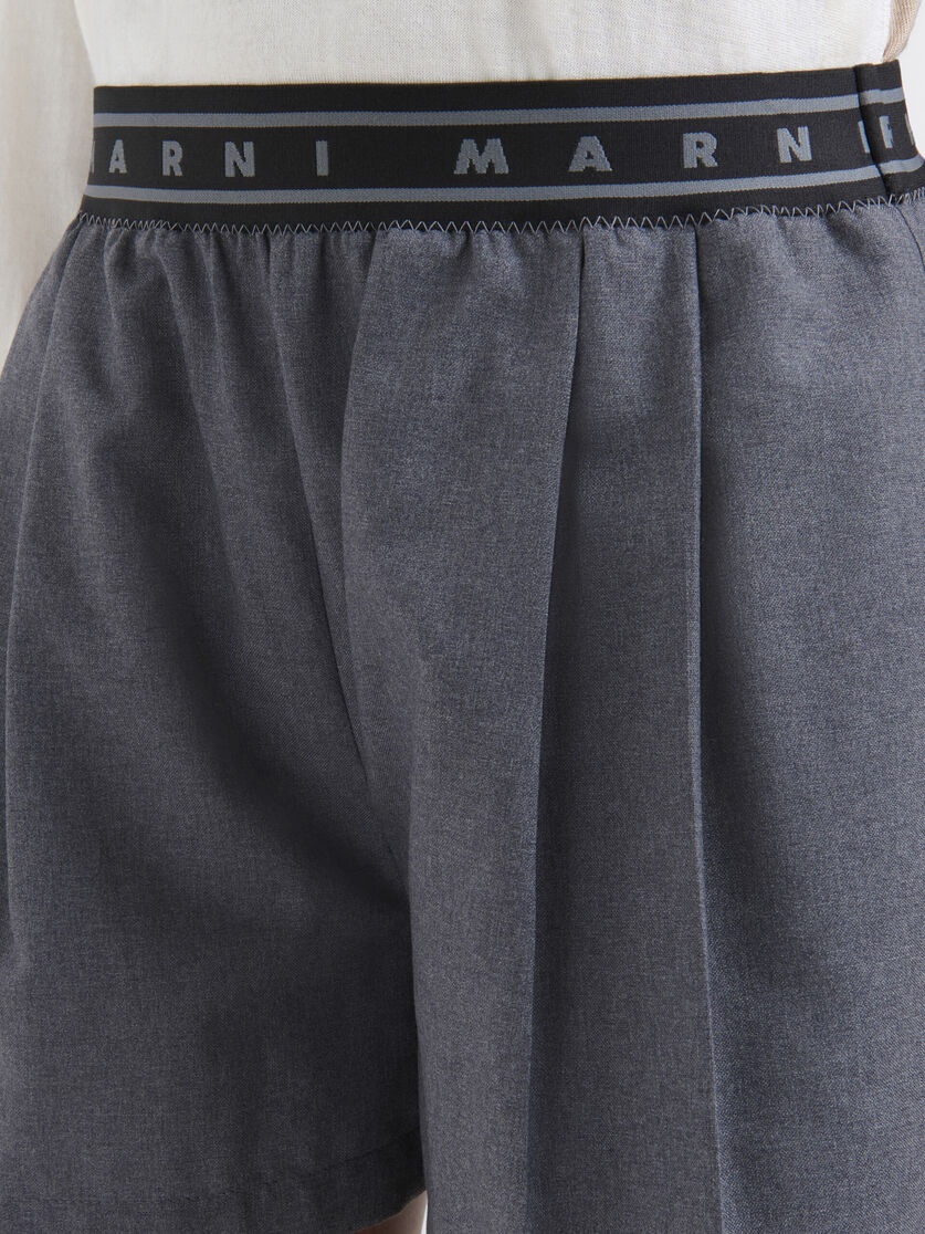 GREY WOOL SHORTS WITH MARNI SYMBOL - 4