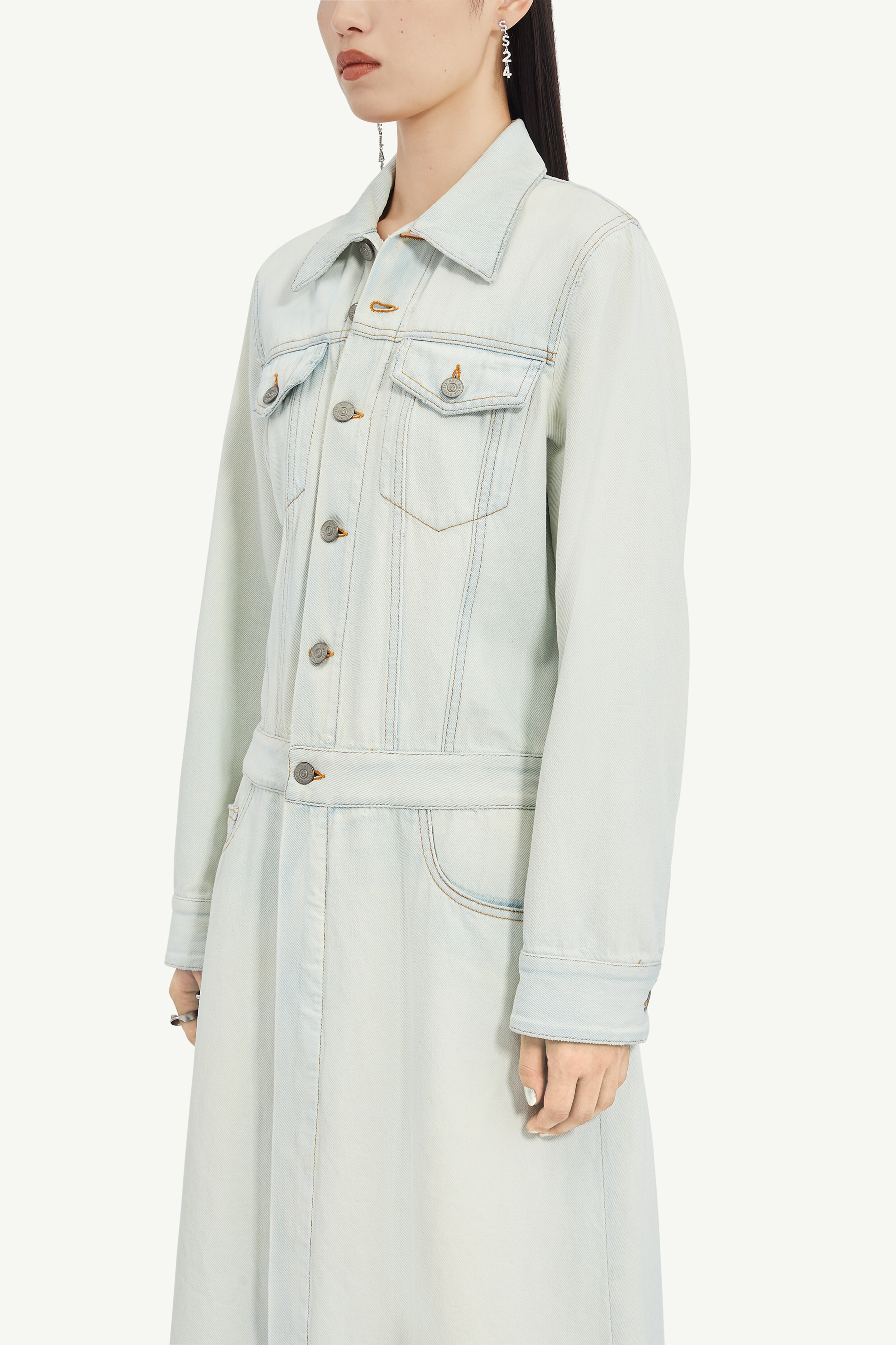 Lightweight Long Denim Coat - 5