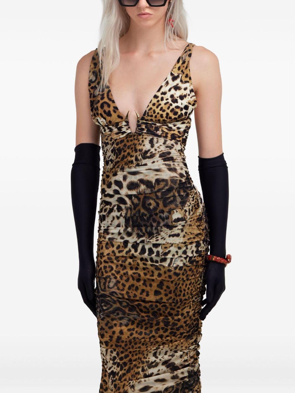 leopard-print midi dress - 5