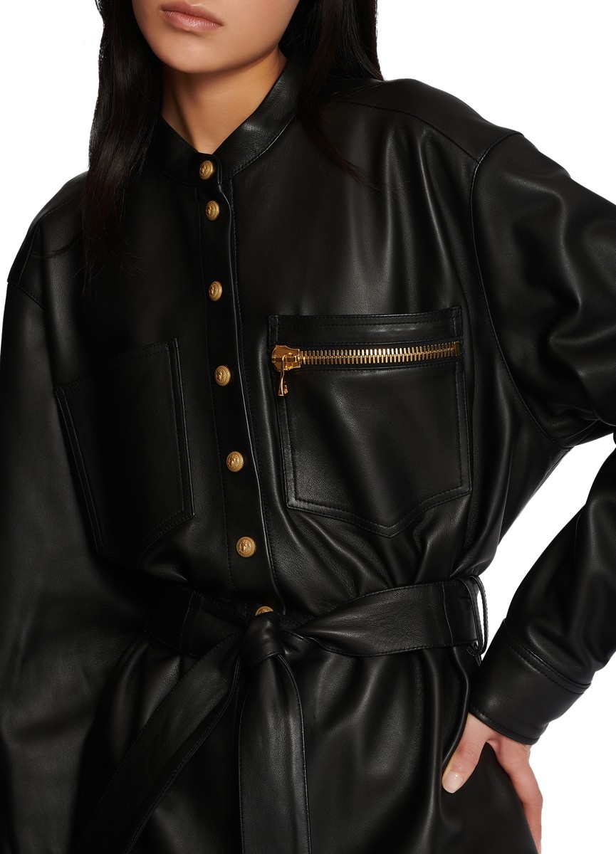Leather overshirt with lace-up details - 7
