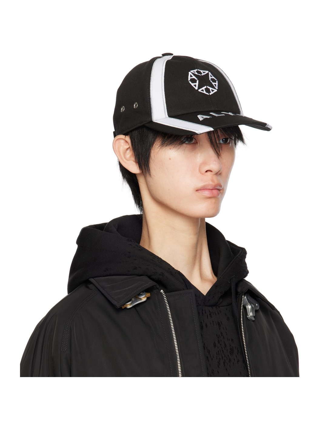 Black Embroidered Logo Cap - 2