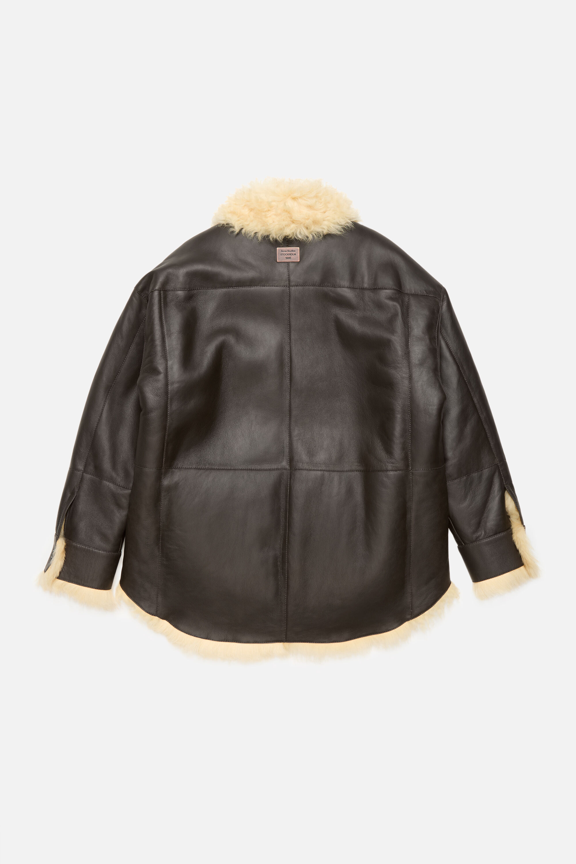Shearling shirt jacket - Coffee brown/pale yellow - 7