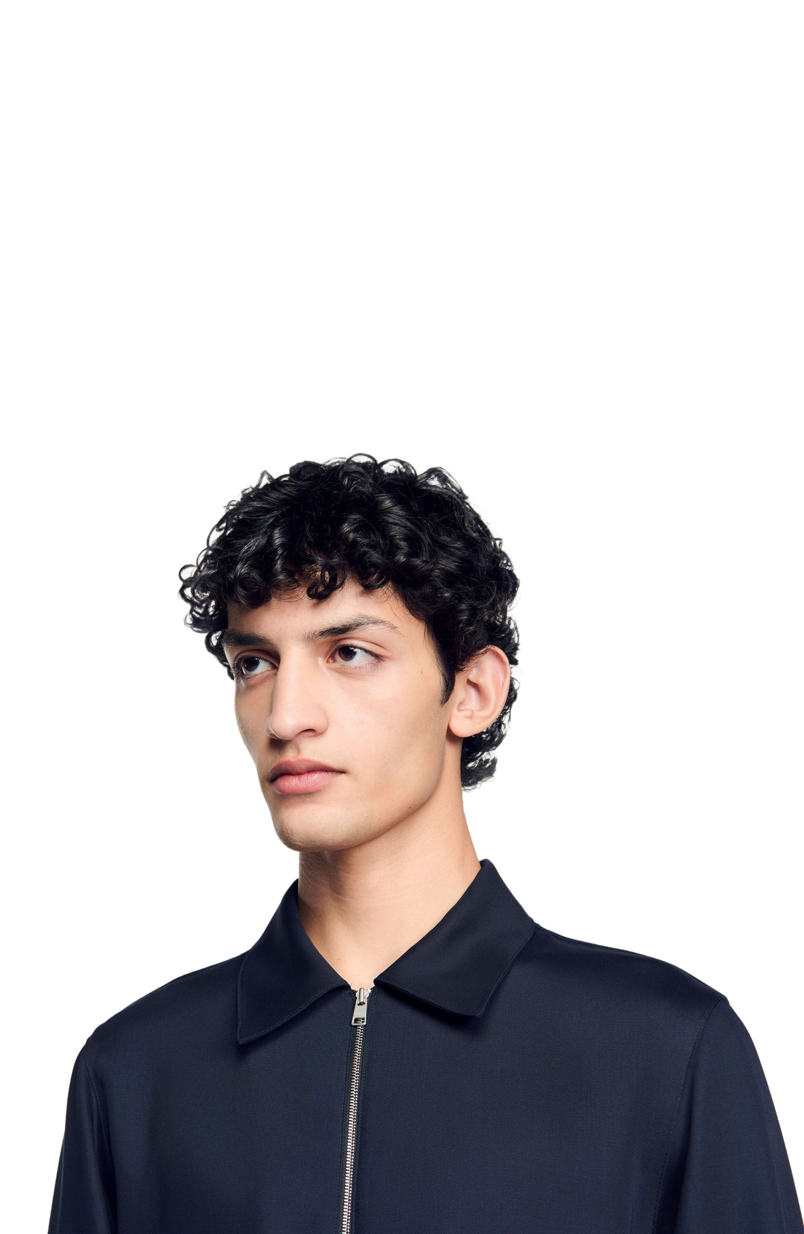 SANDRO Zip-up shirt in Midnight Blue at Nordstrom - 4