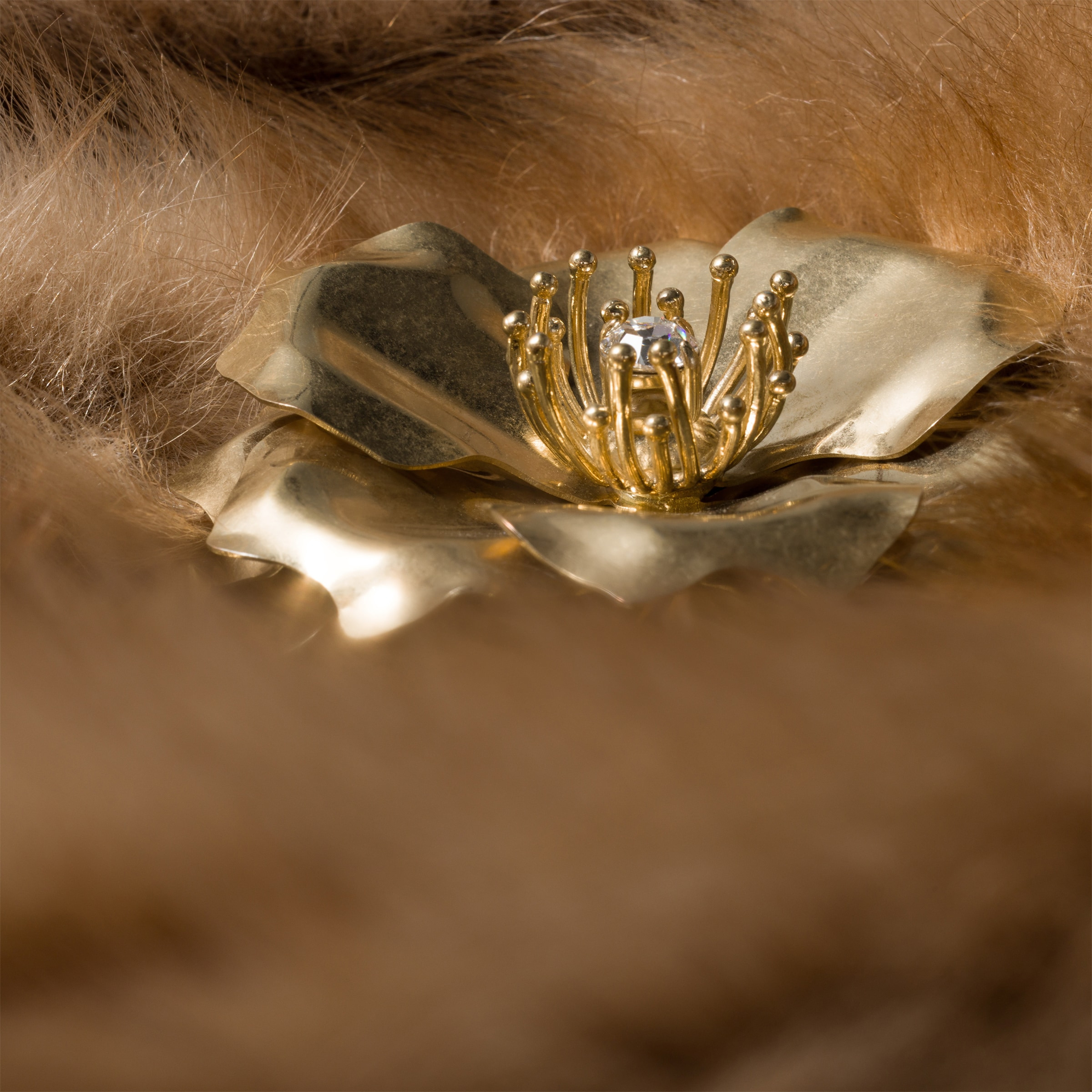 Metal brooch with crystal - 2