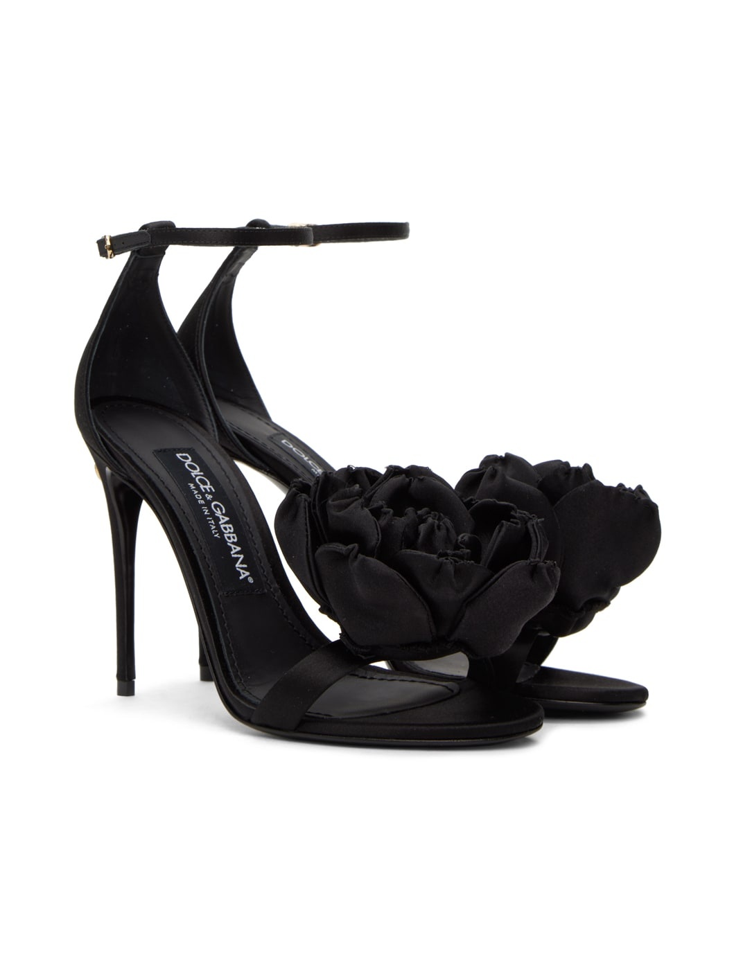 Black Floral Heeled Sandals - 4