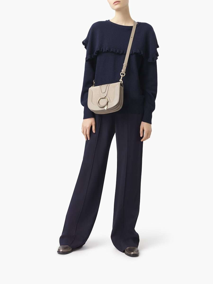 Hana Leather & Suede Shoulder Bag in Motty Grey - 3