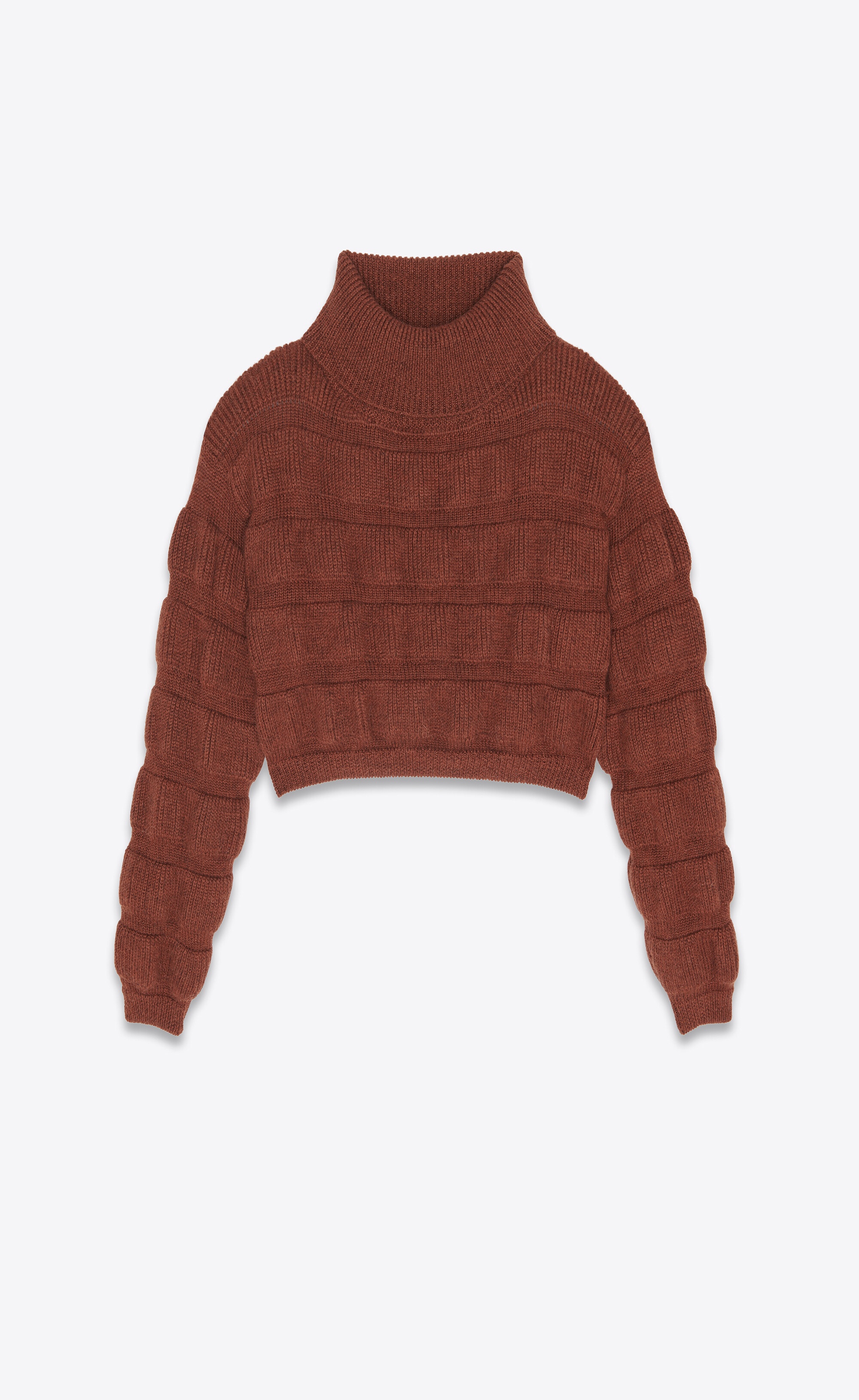 cropped turtleneck sweater in wool - 1