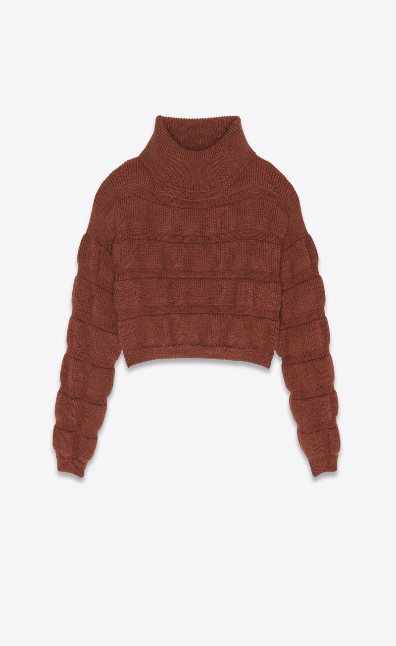 cropped turtleneck sweater in wool - 1