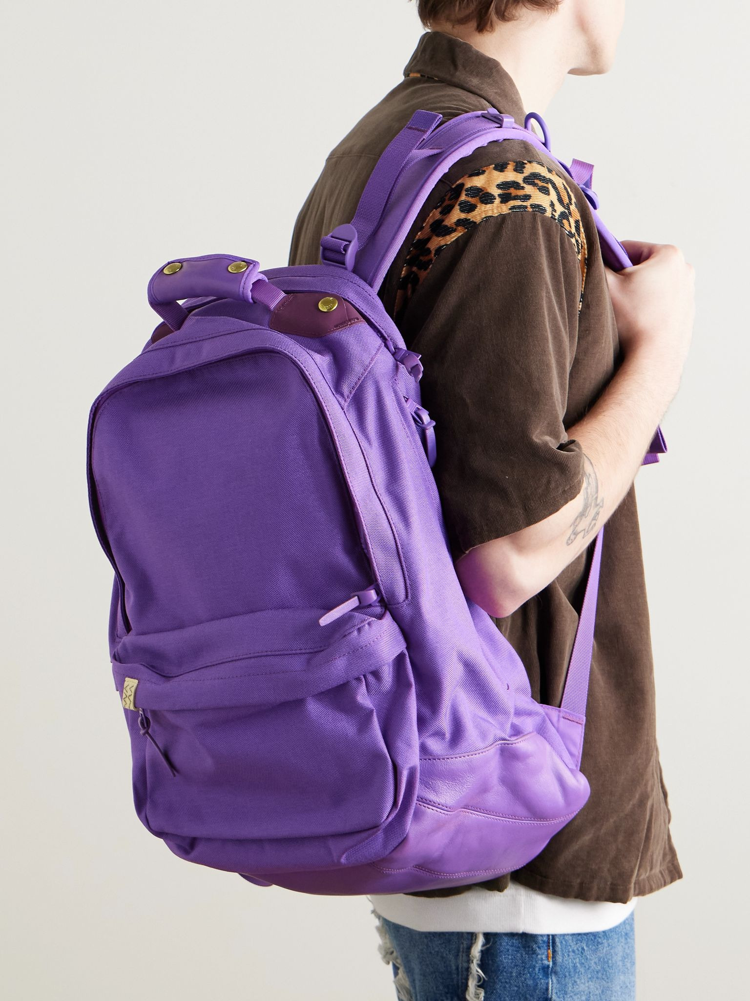 Leather-Trimmed CORDURA® Backpack Purple - 2