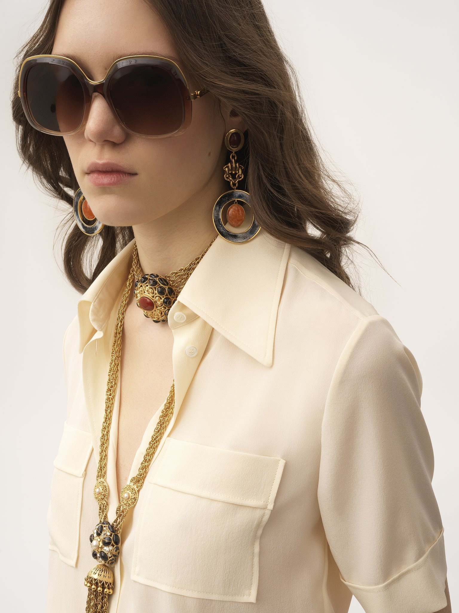 SHORT-SLEEVE BLOUSE IN CRÊPE DE CHINE - 7