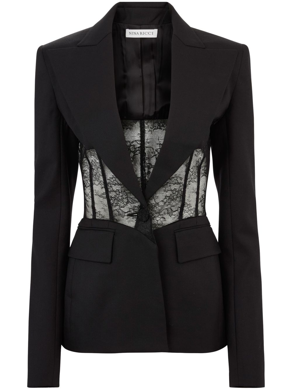 lace-panel blazer - 1