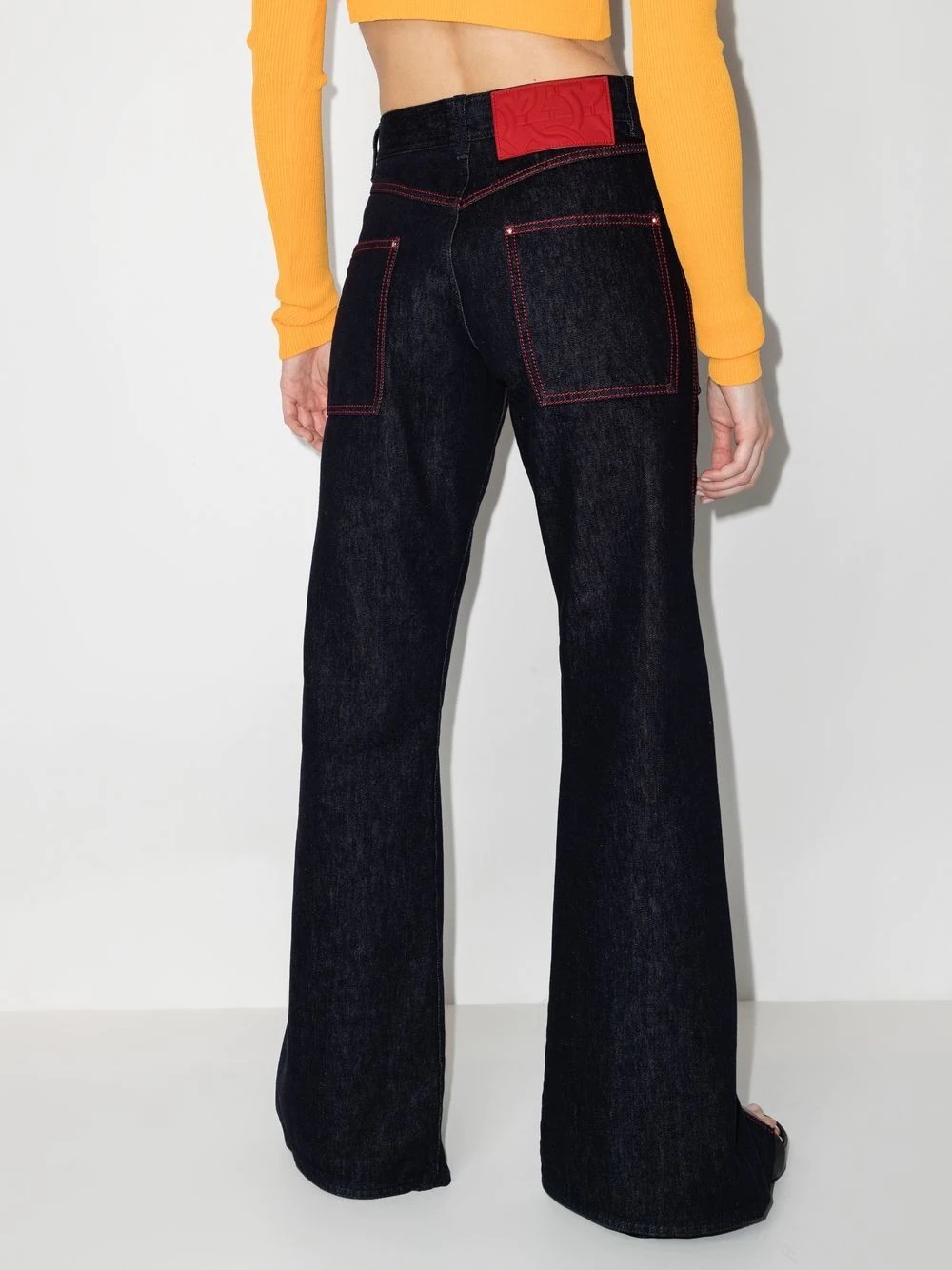 front-slit wide-leg jeans - 3
