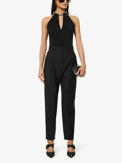 Alexander McQueen Crystal-embellished slim-fit woven body outlook