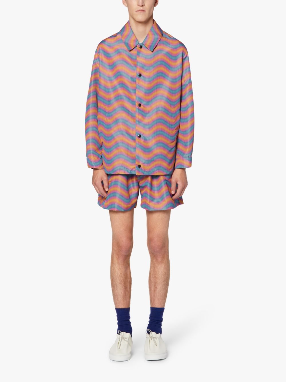 TEEMING PINK & ORANGE WAVE PRINT NYLON COACH JACKET | GMM-216 - 2
