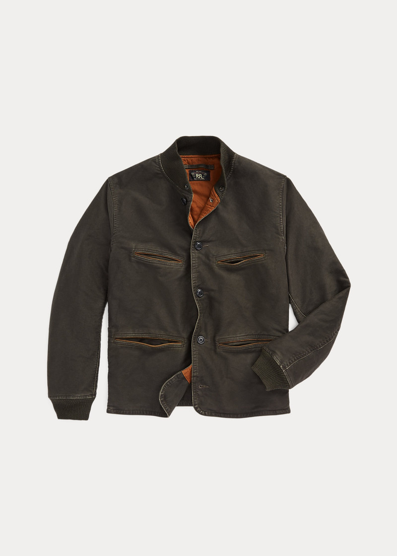 Leather-Trim Cotton Bomber Jacket 1