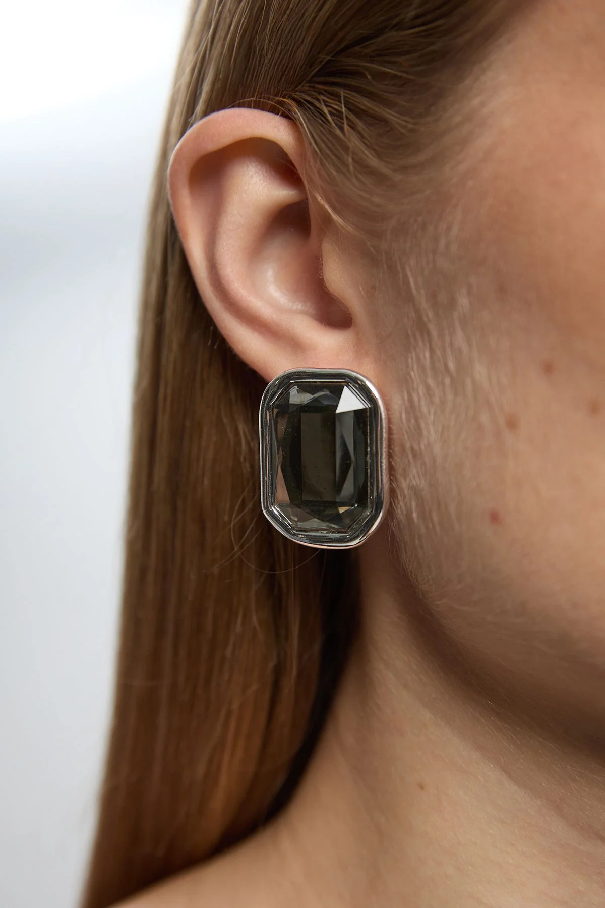 Crystal Look Oval Stud Earrings - 1