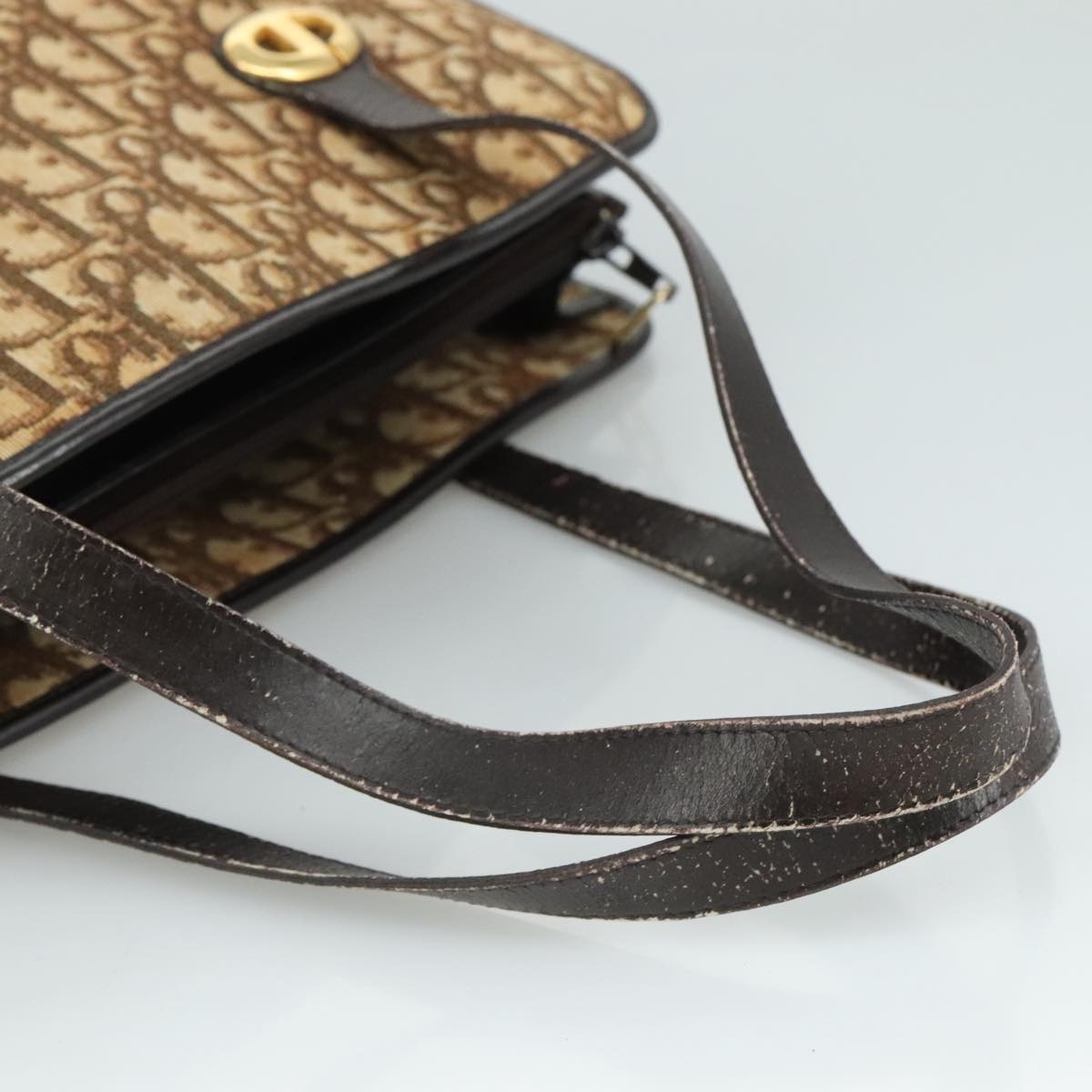 DIOR Trotter Canvas Hand Bag Beige Brown Gold - 7