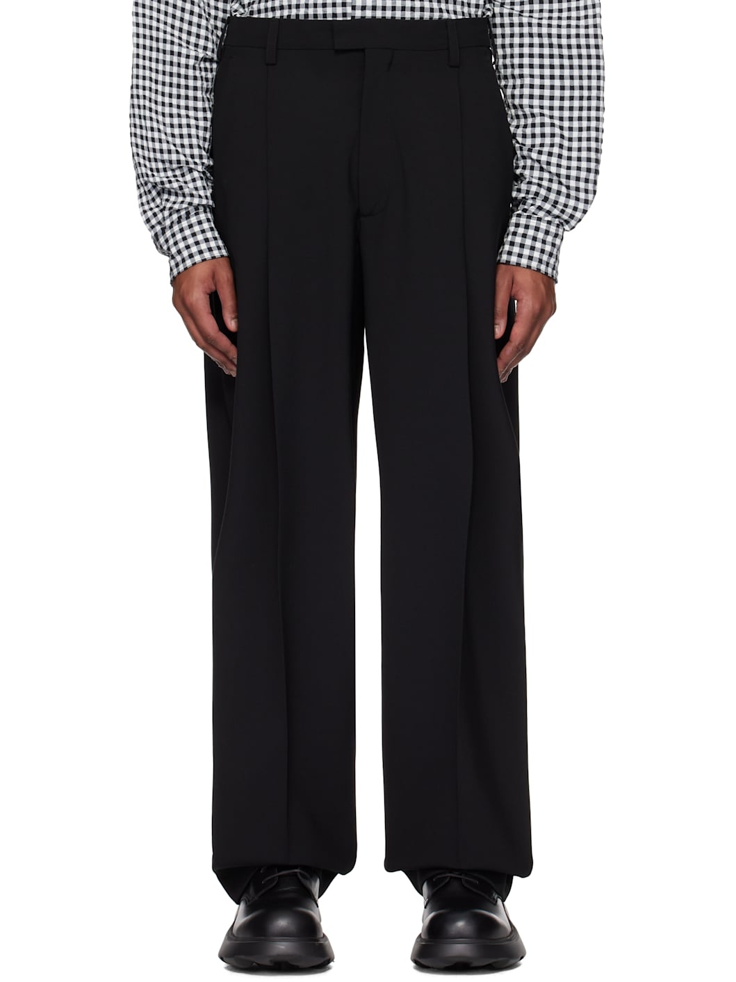 Black Light Wool Trousers - 1