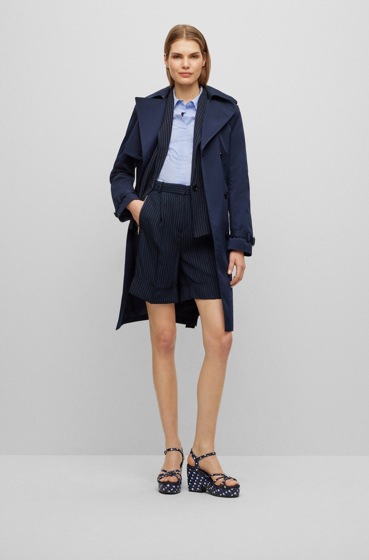WIDE-LEG REGULAR-FIT PINSTRIPE SHORTS - 3