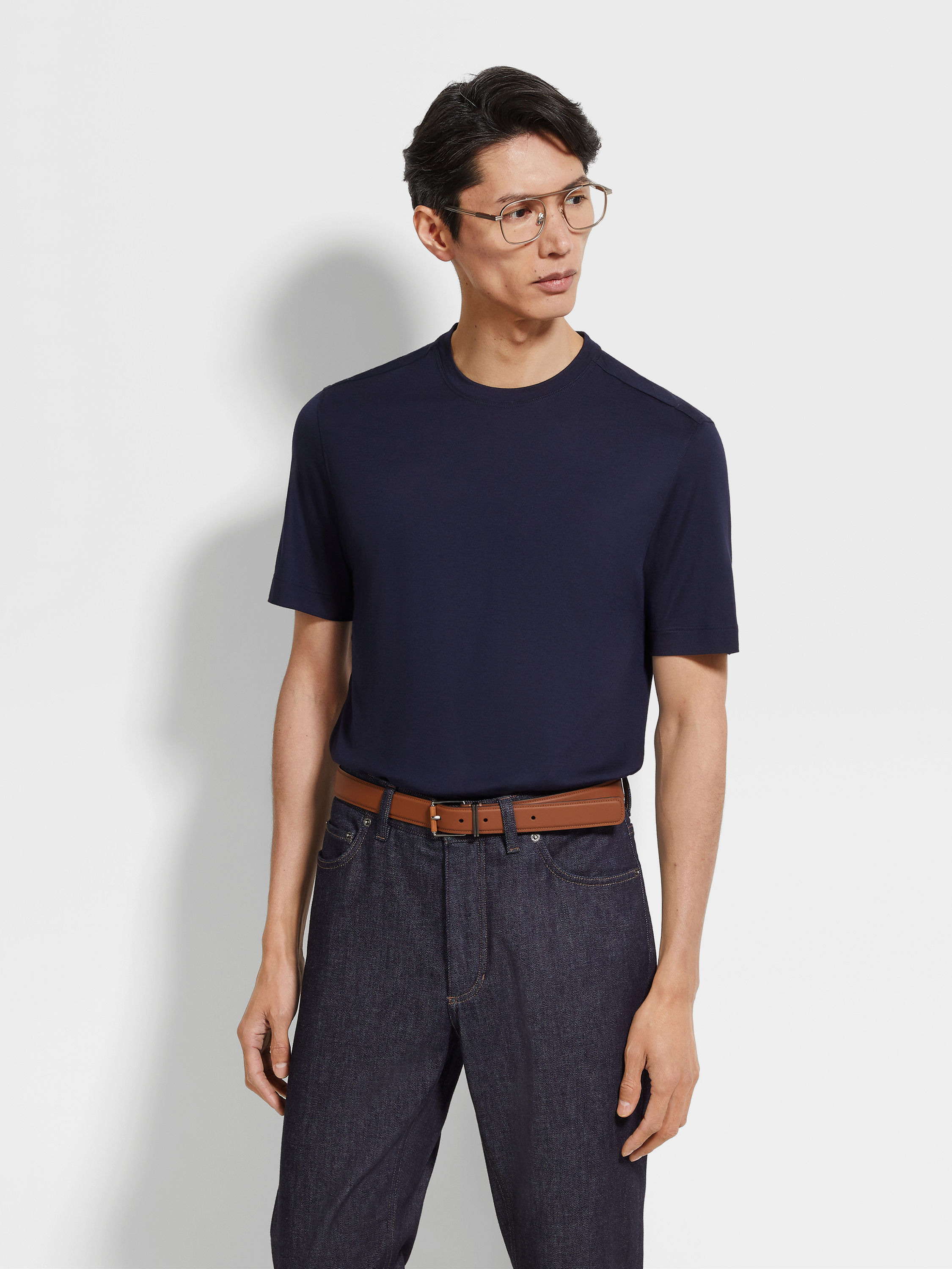 NAVY BLUE VELLUS AUREUM T-SHIRT - 3