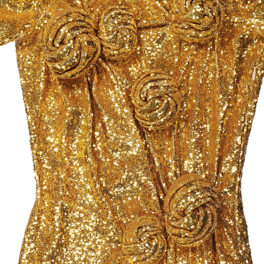 Burberry Long-sleeve Stretch Silk Hand-gathered Sequined Dress - 7