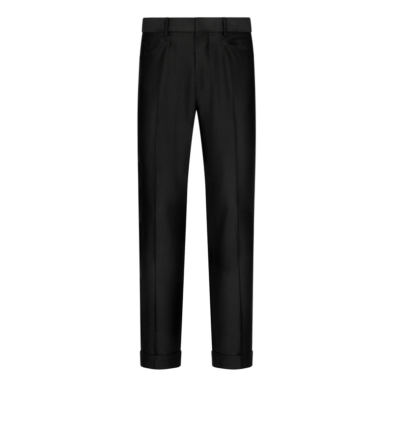 WOOL SILK FAILLE ATTICUS WESTERN POCKET TROUSER 1