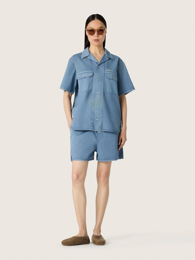 Unisex shorts in light blue cotton twill 3