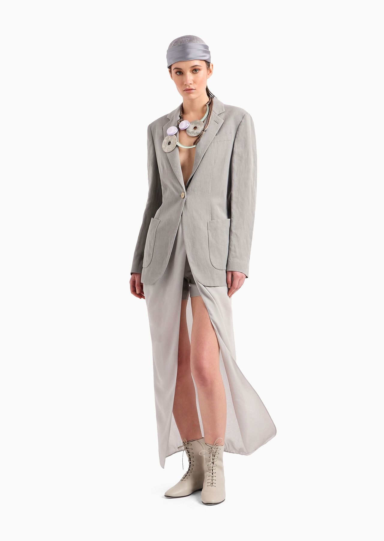 Linen and viscose single-breasted jacket - 4