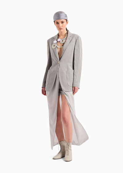 GIORGIO ARMANI Linen and viscose single-breasted jacket outlook