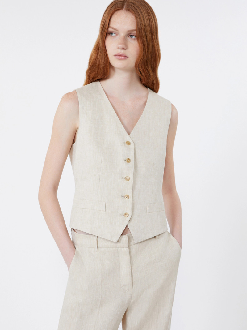 PACE Linen canvas waistcoat - ECRU 5