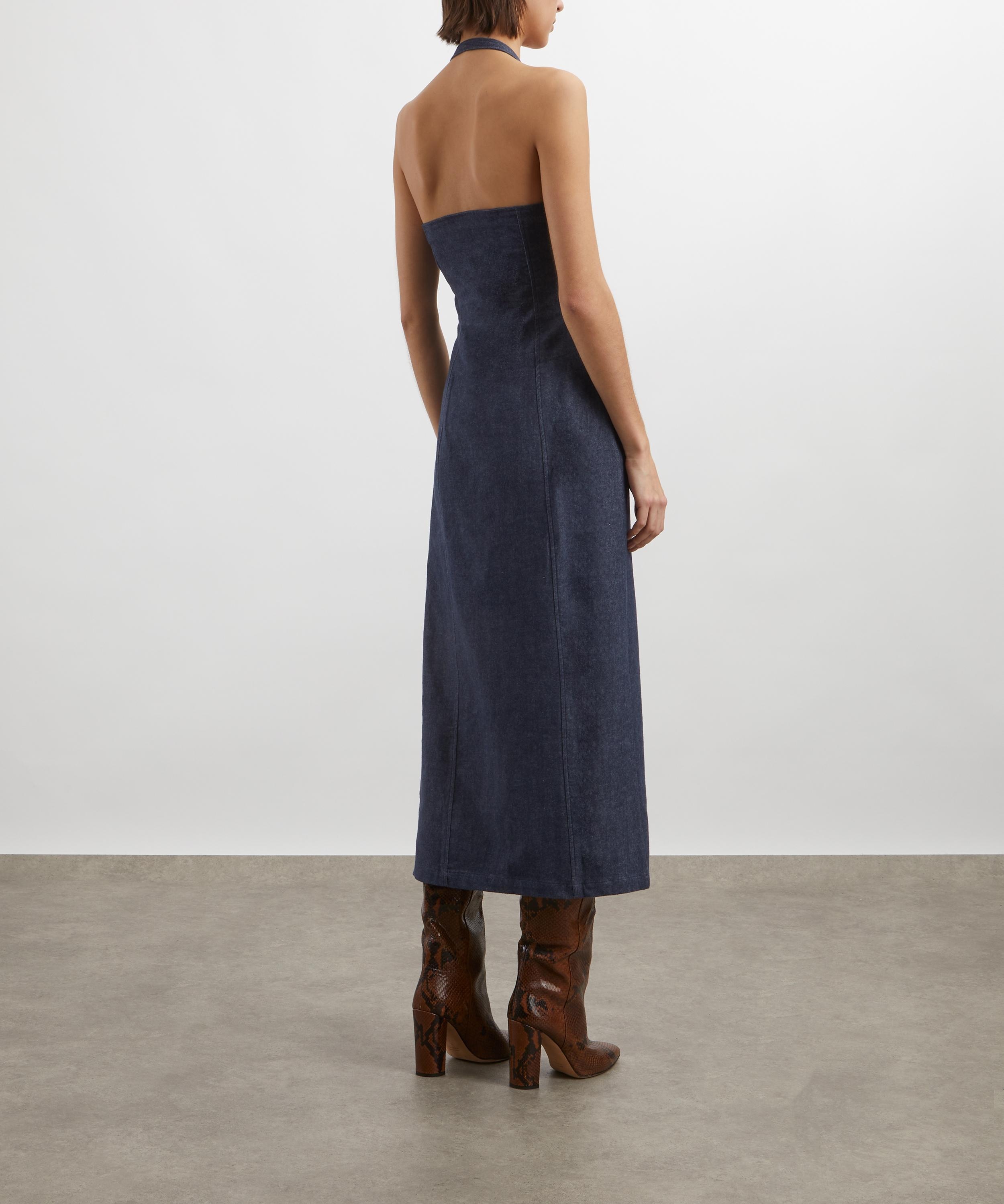 Elena Denim Effect Halter Dress - 4
