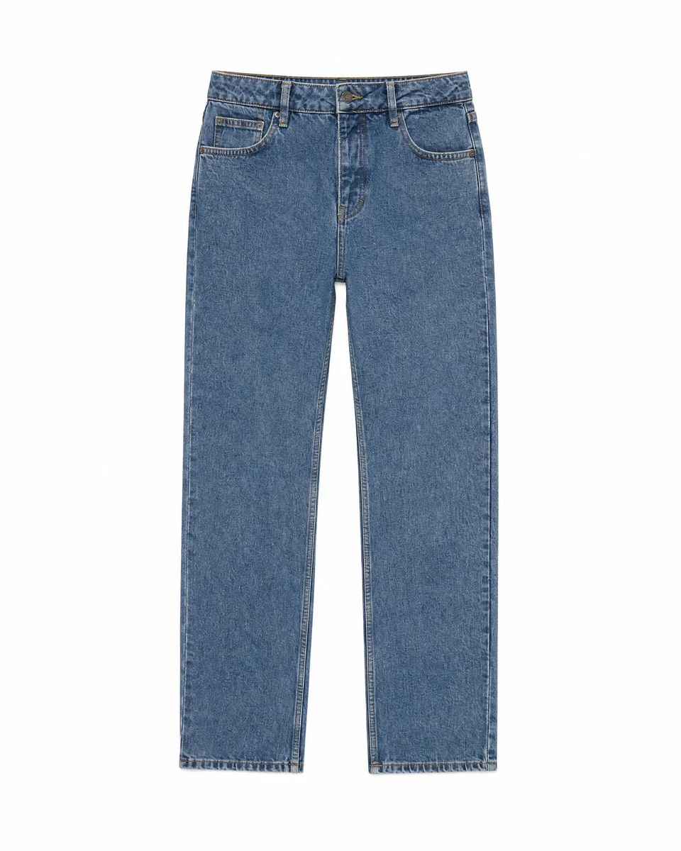 STRAIGHT-LEG JEANS IN MEDIUM BLUE WASH - 1