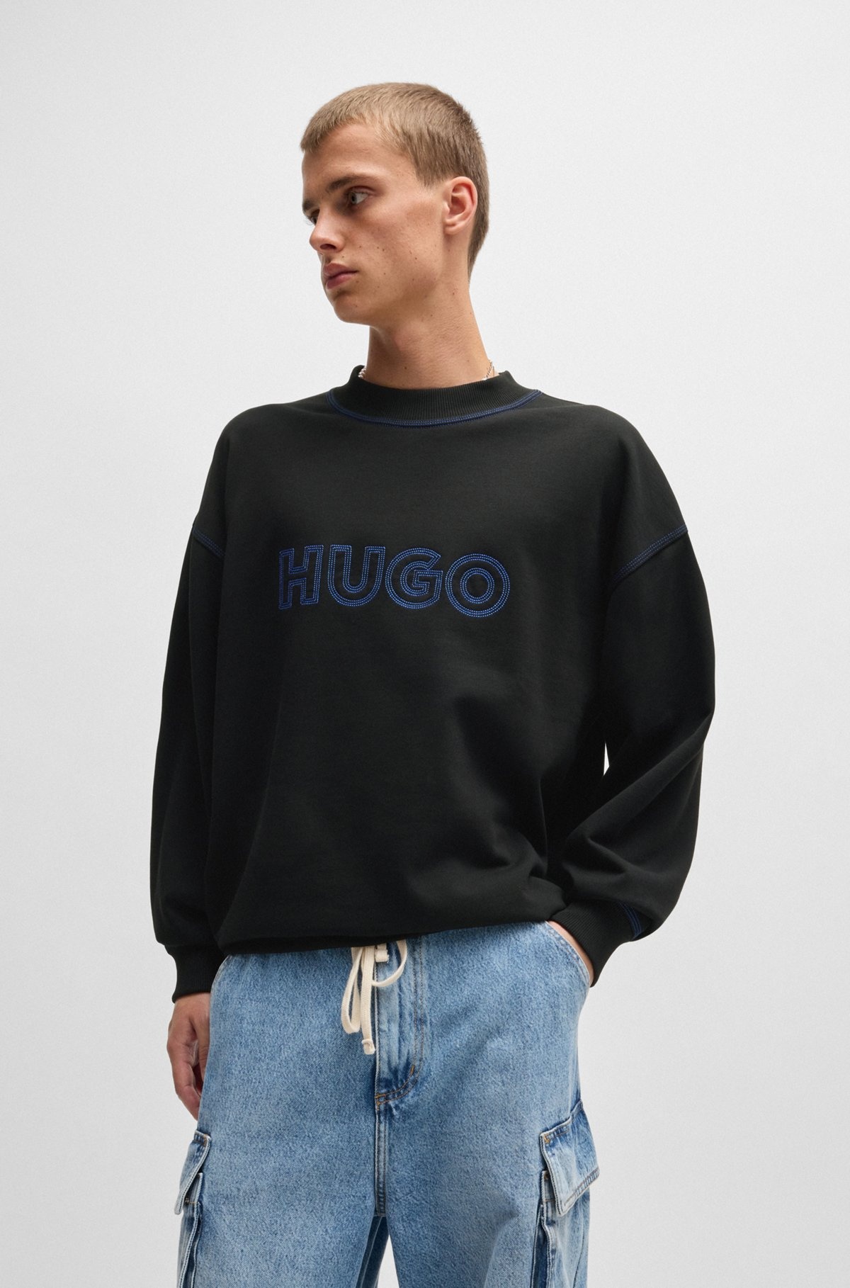 COTTON-TERRY LOOSE-FIT SWEATSHIRT WITH STITCHED LOGO - 2