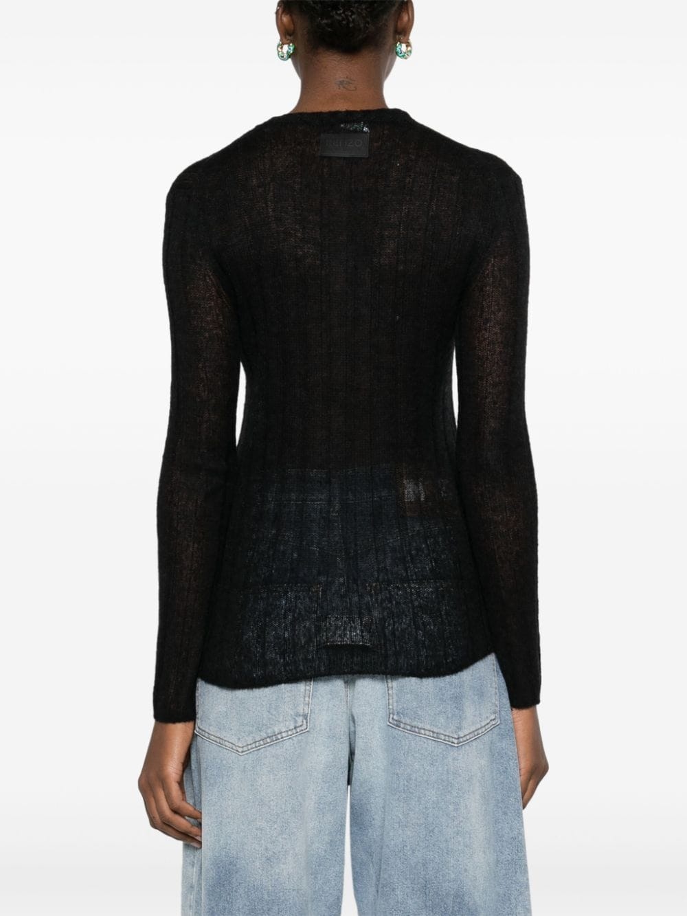ribbed open-knit jumper - 4