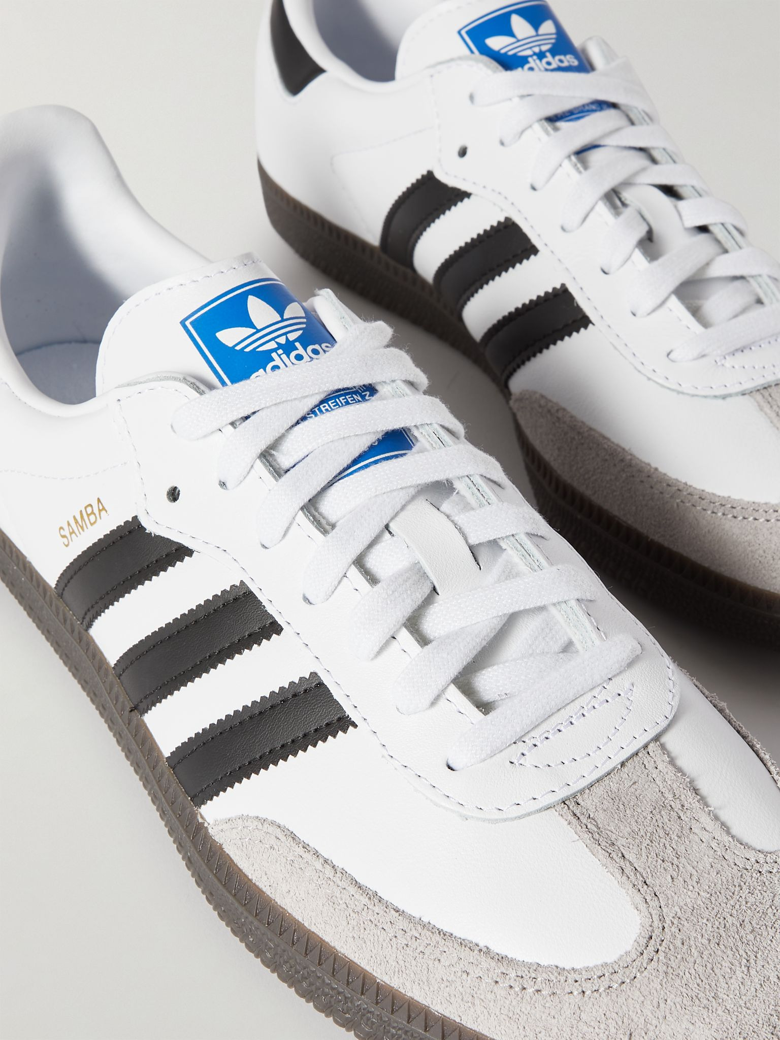 Samba Suede-Trimmed Leather Sneakers White - 6