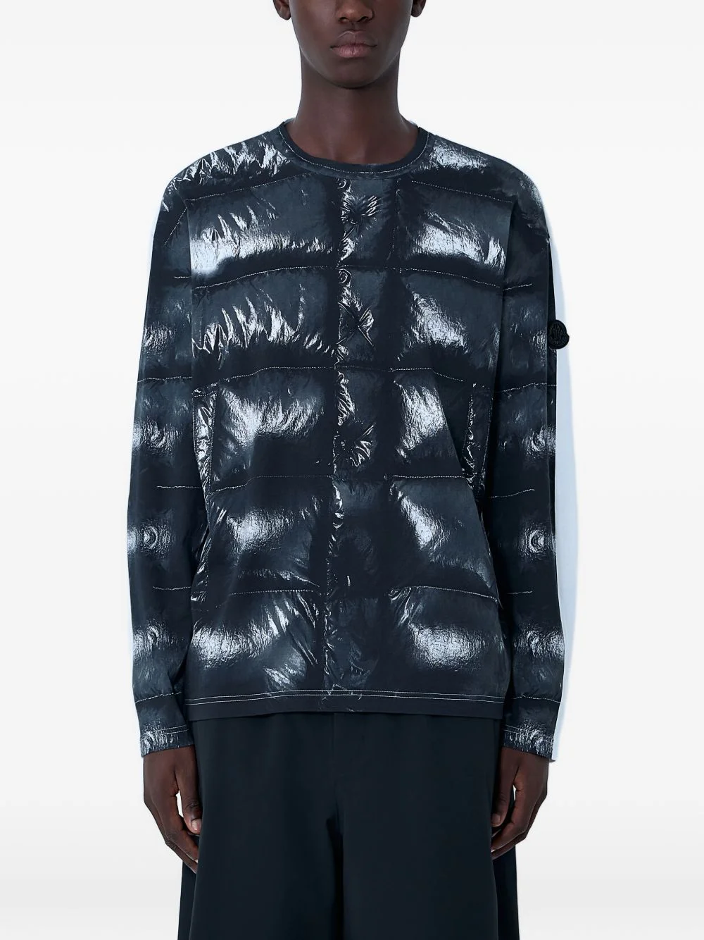 contrast panels logo print T-shirt - 1