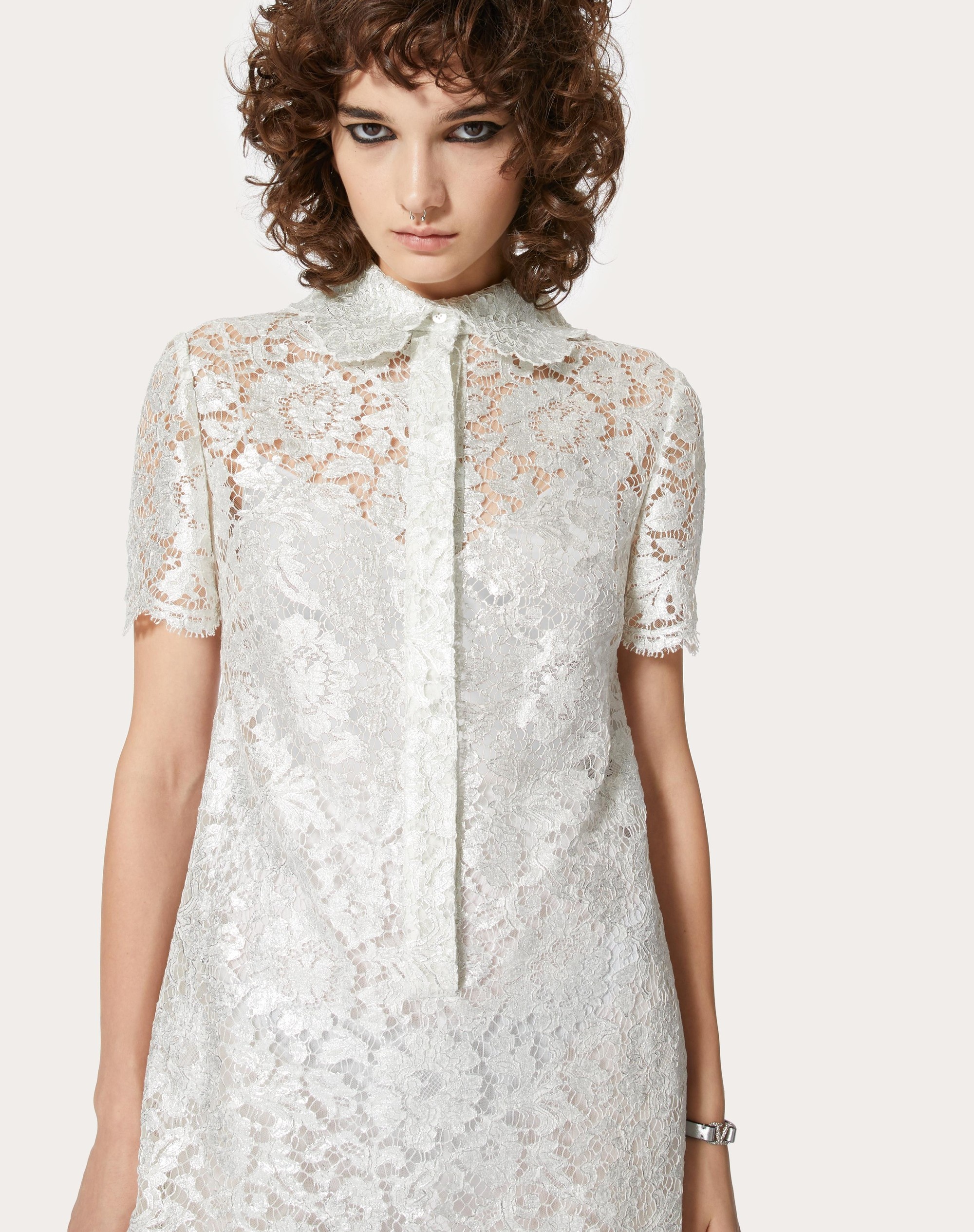 SILVER HEAVY LACE DRESS - 5
