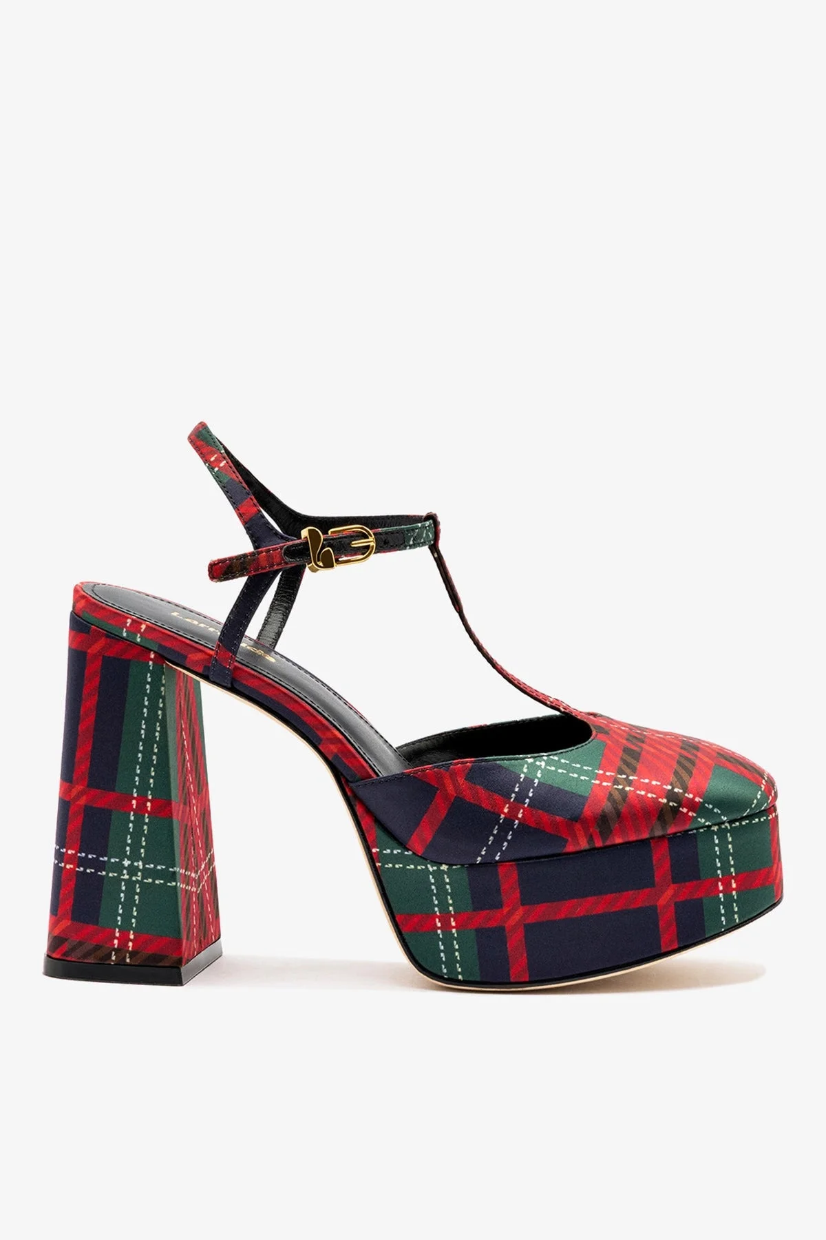 Pixie Pump In Red Tartan Satin - 1