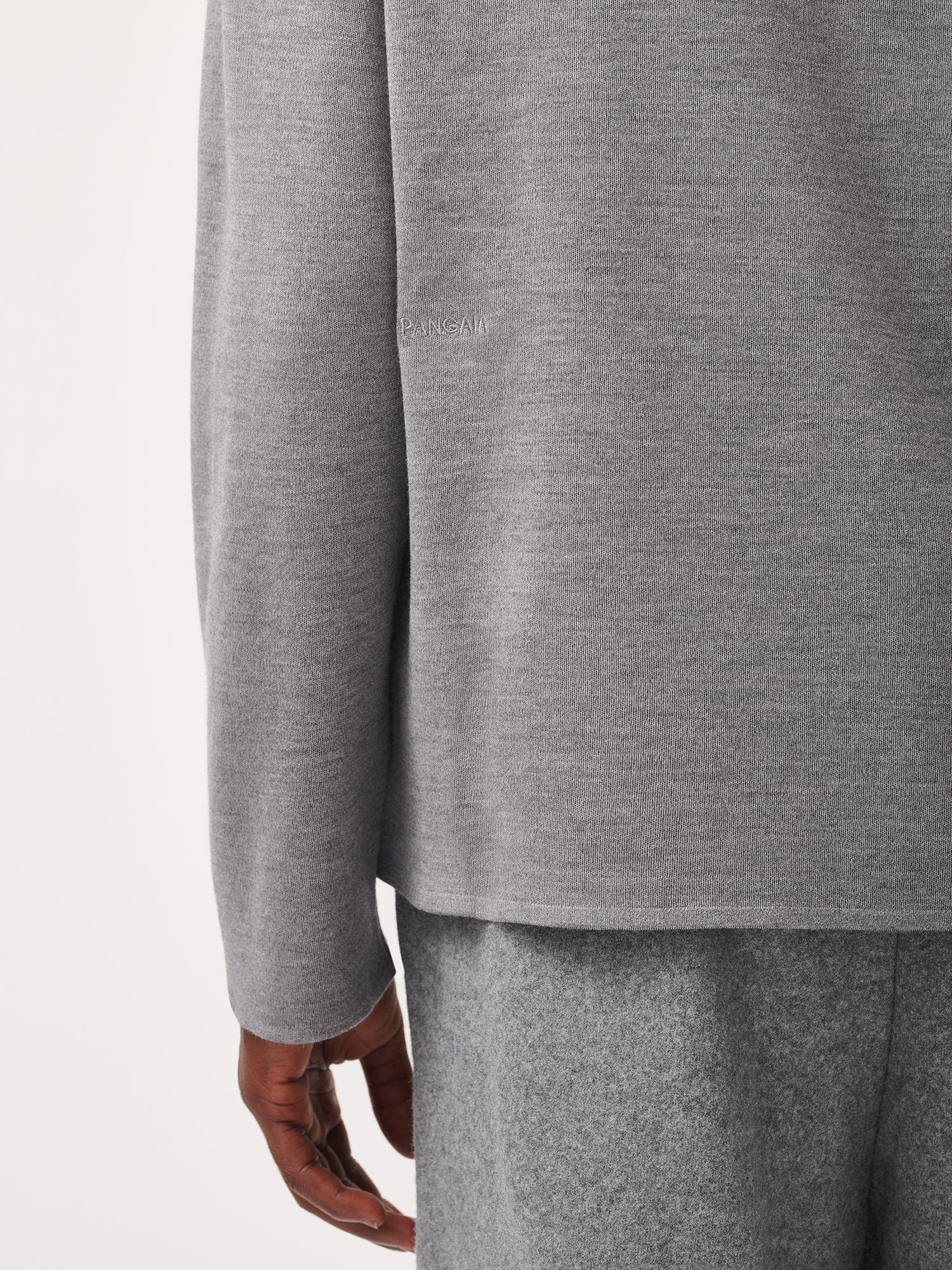 Mens Regenerative Merino Wool Sweater - Grey Marl - 4