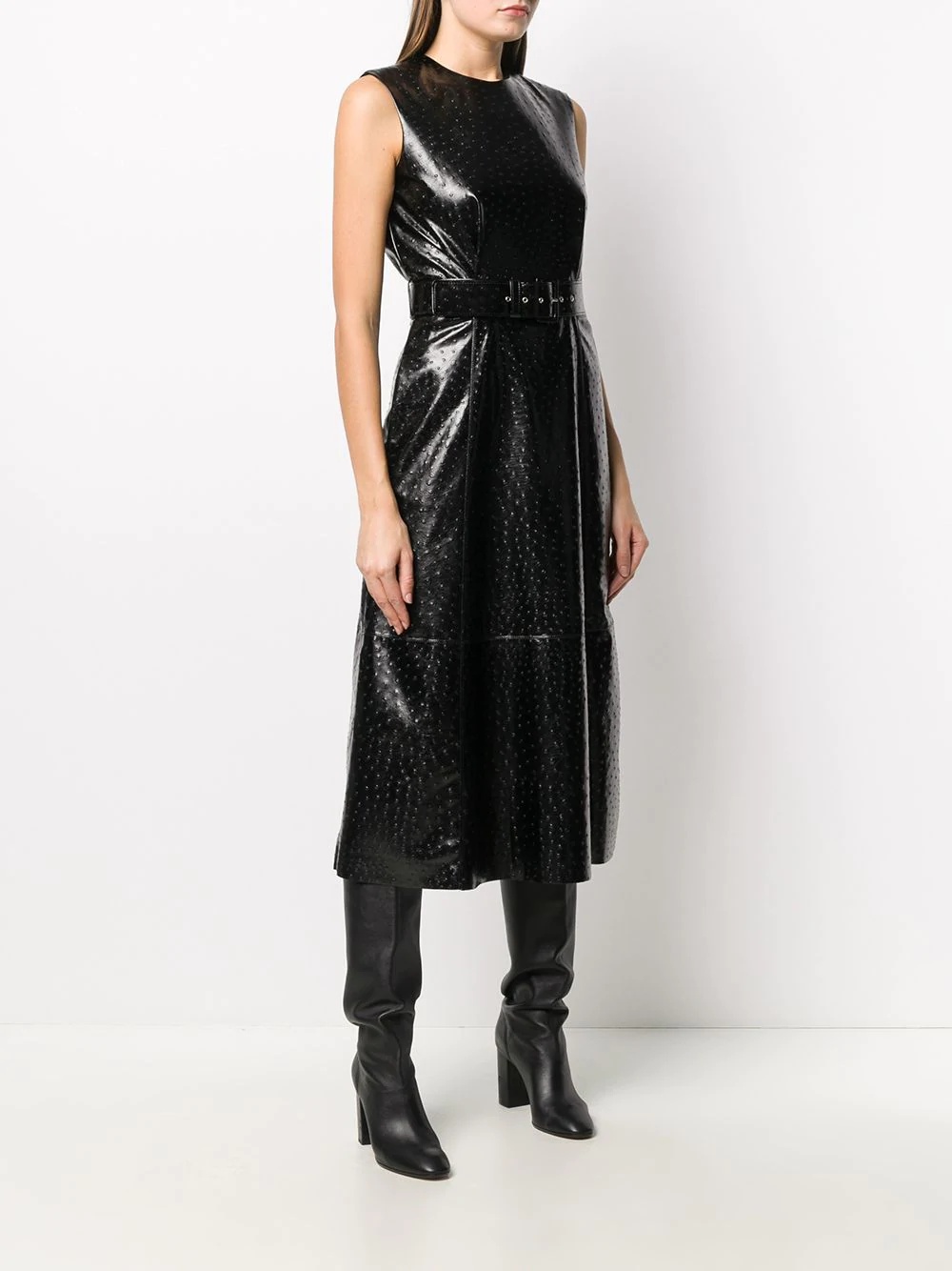 faux-leather shift dress - 3