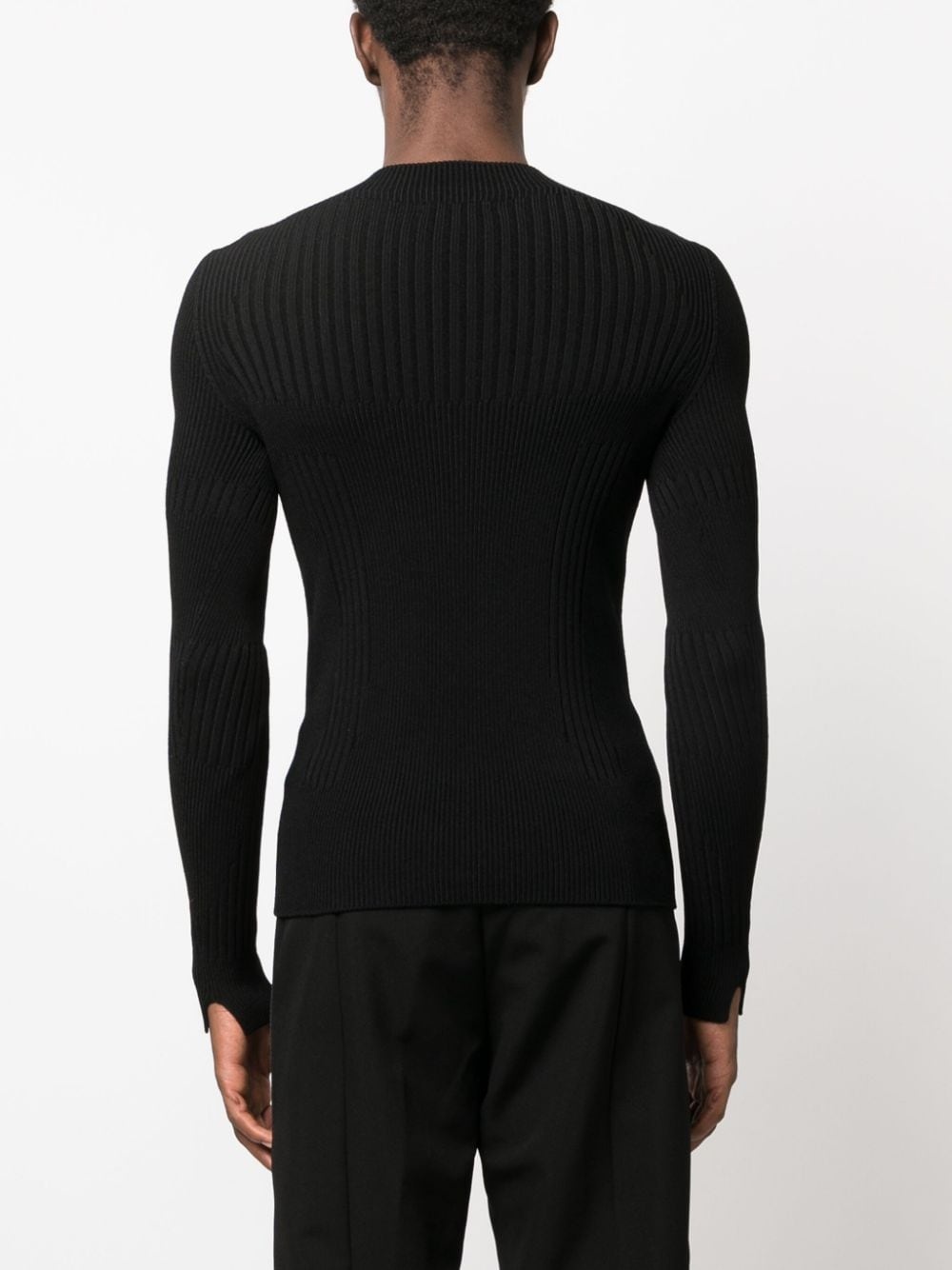 logo-embroidered ribbed-knit jumper - 4