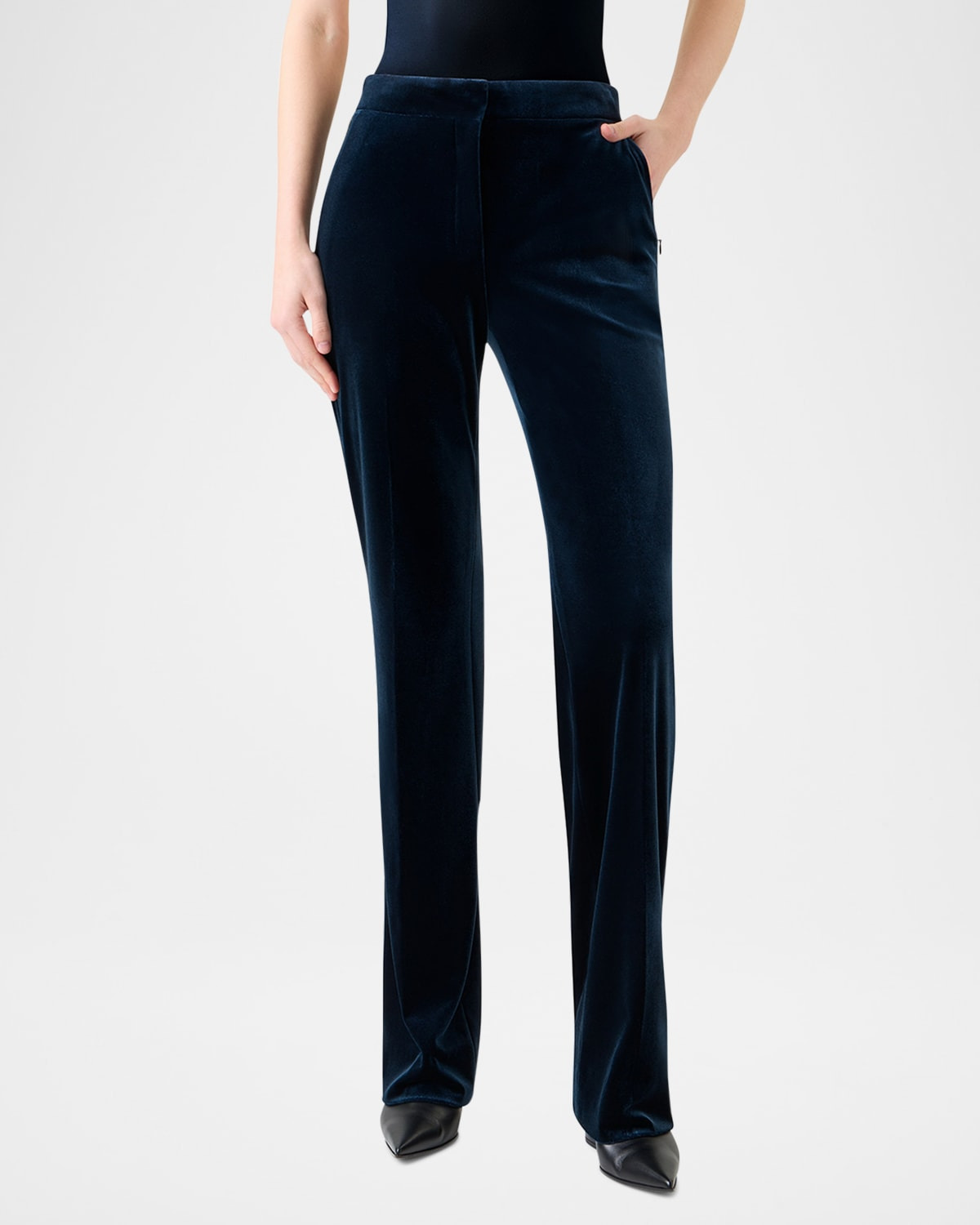 Carl Techno Velvet Stretch Straight-Leg Pants - 2