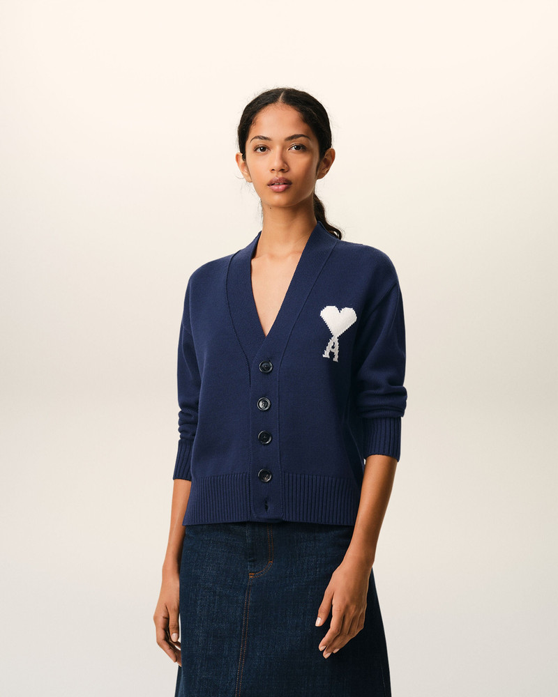 AMI Paris BLUE WOOL AMI DE COEUR CARDIGAN outlook