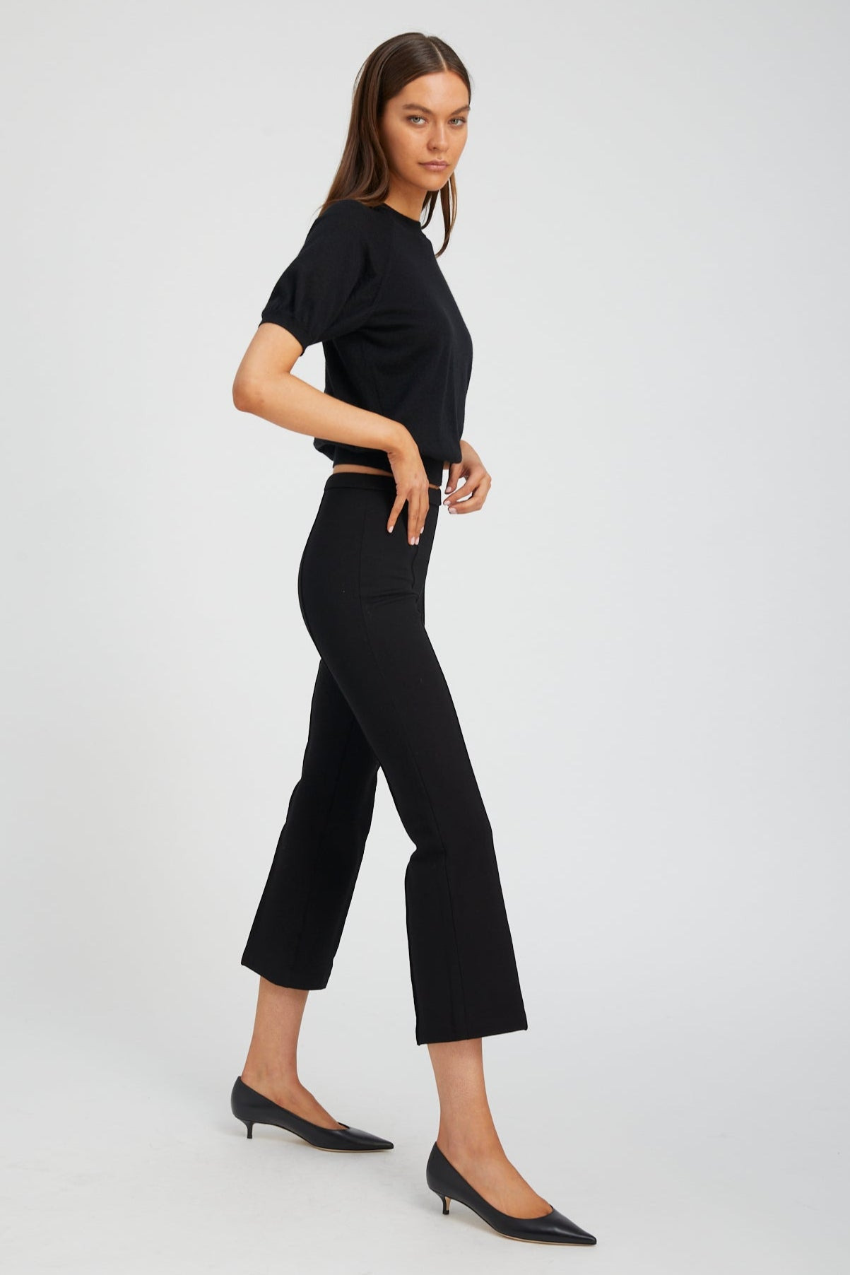 BLACK CASANOVA ANKLE FLARE PINTUCK PANTS - 3