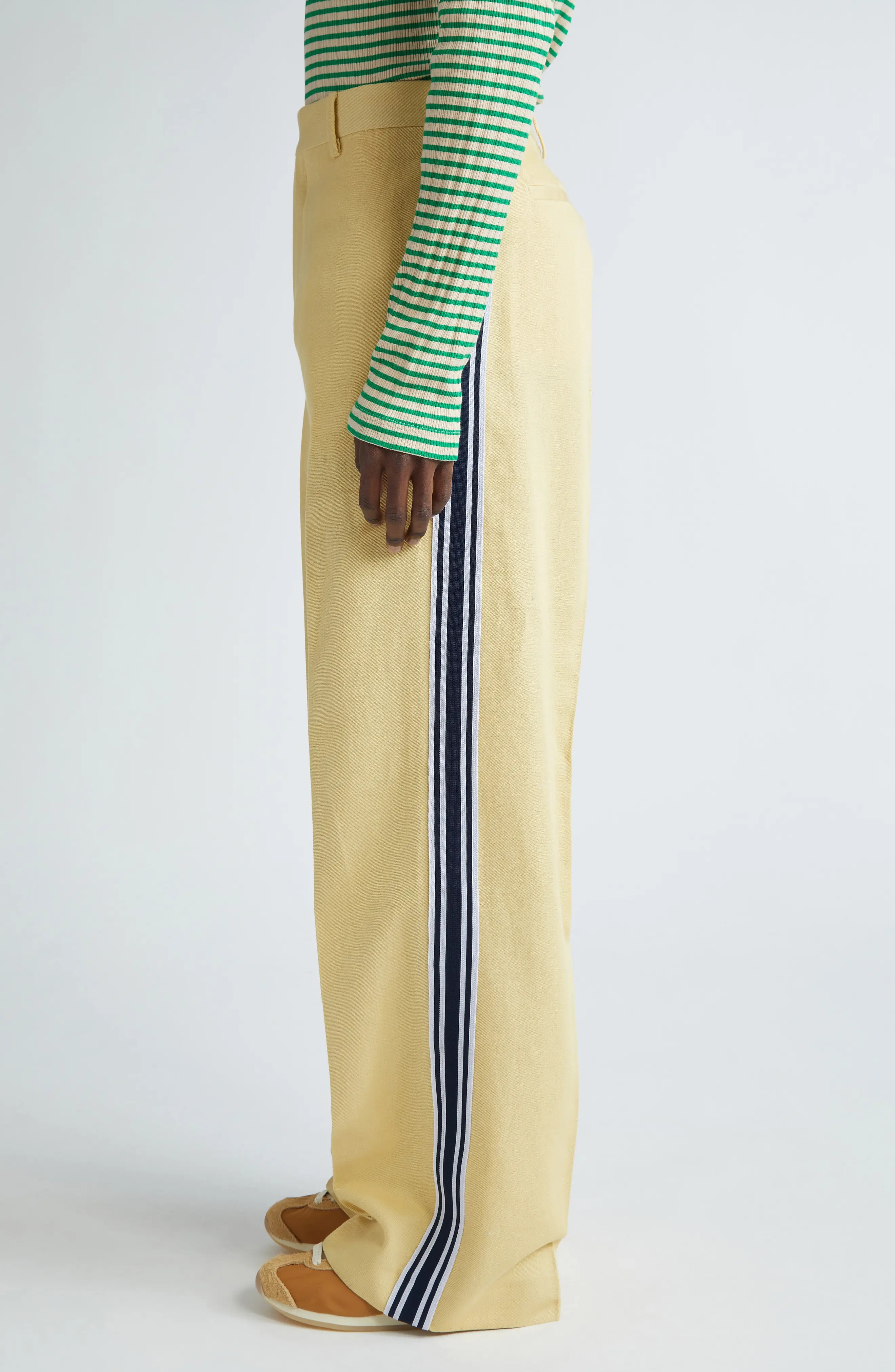 Constant Track Stripe Cotton & Linen Trousers - 4