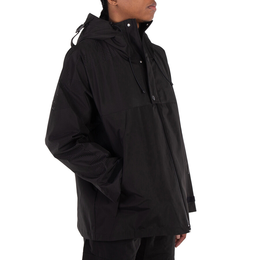 Burberry Men's Black Ashford Perforated Logo Lightweight Hooded Jacket - 3