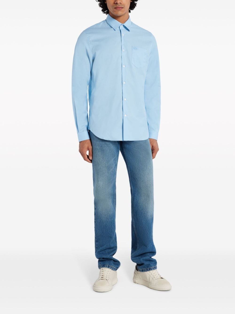 logo-embroidered cotton shirt - 2