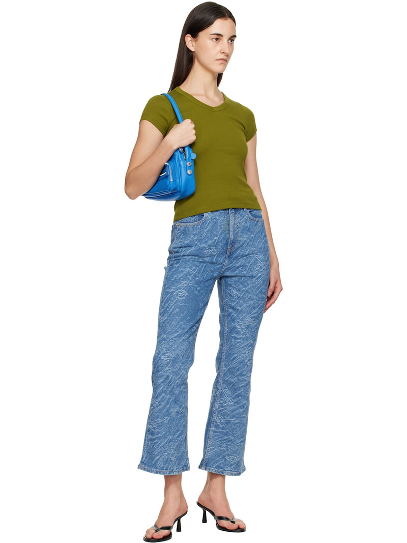 GANNI Blue Straight 3D Laser Betzy Cropped Jeans outlook